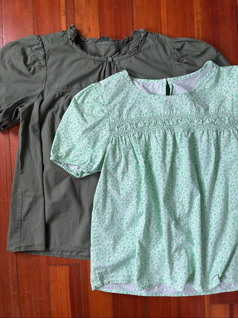 Two J. Crew Factory blouses size XS green spring summer